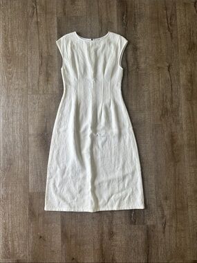 Banana Republic Linen Cream Midi Sheath Dress size 2 petite